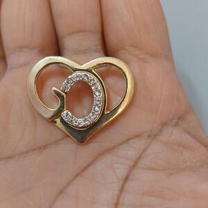 Silver Tone Chain Necklace with Rhinestone Embellished Gold Tone Heart Pendant